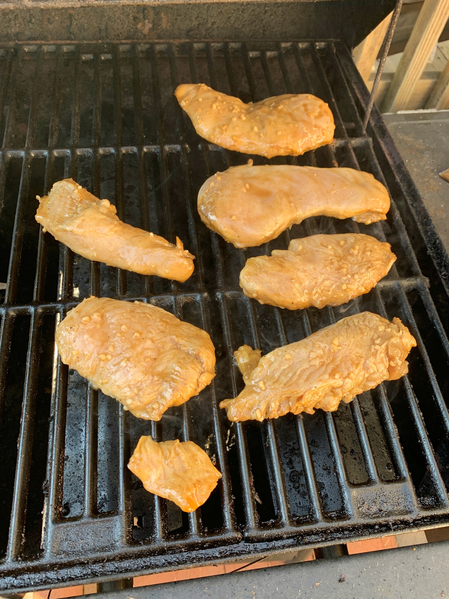 marinated chicken breast on the grill