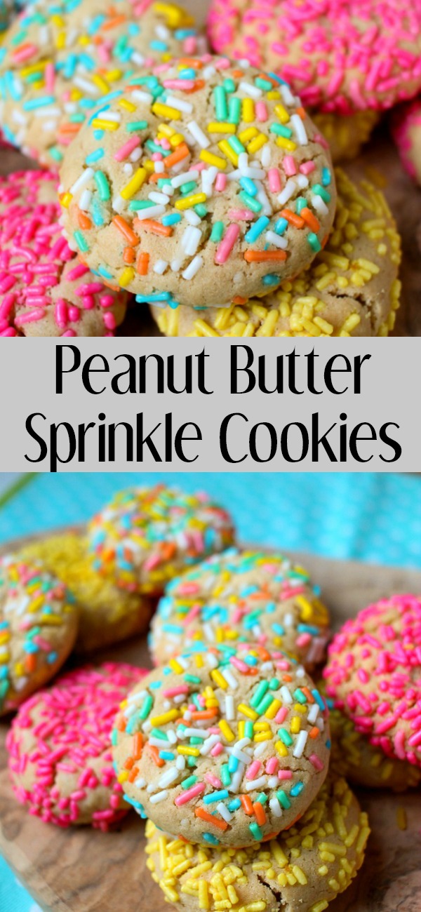 pinterest image for peanut butter sprinkle cookies
