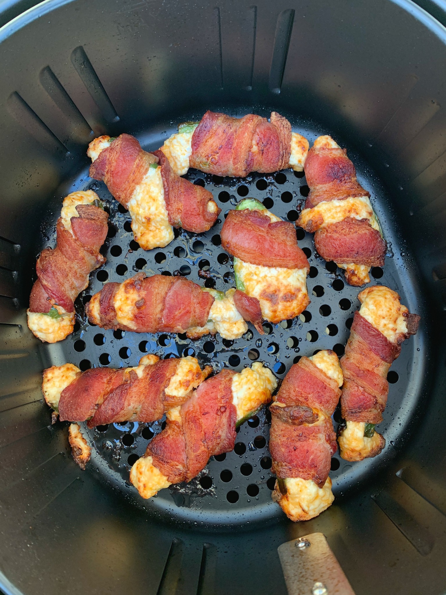 Jalapeno Poppers in the Air Fryer after cooking