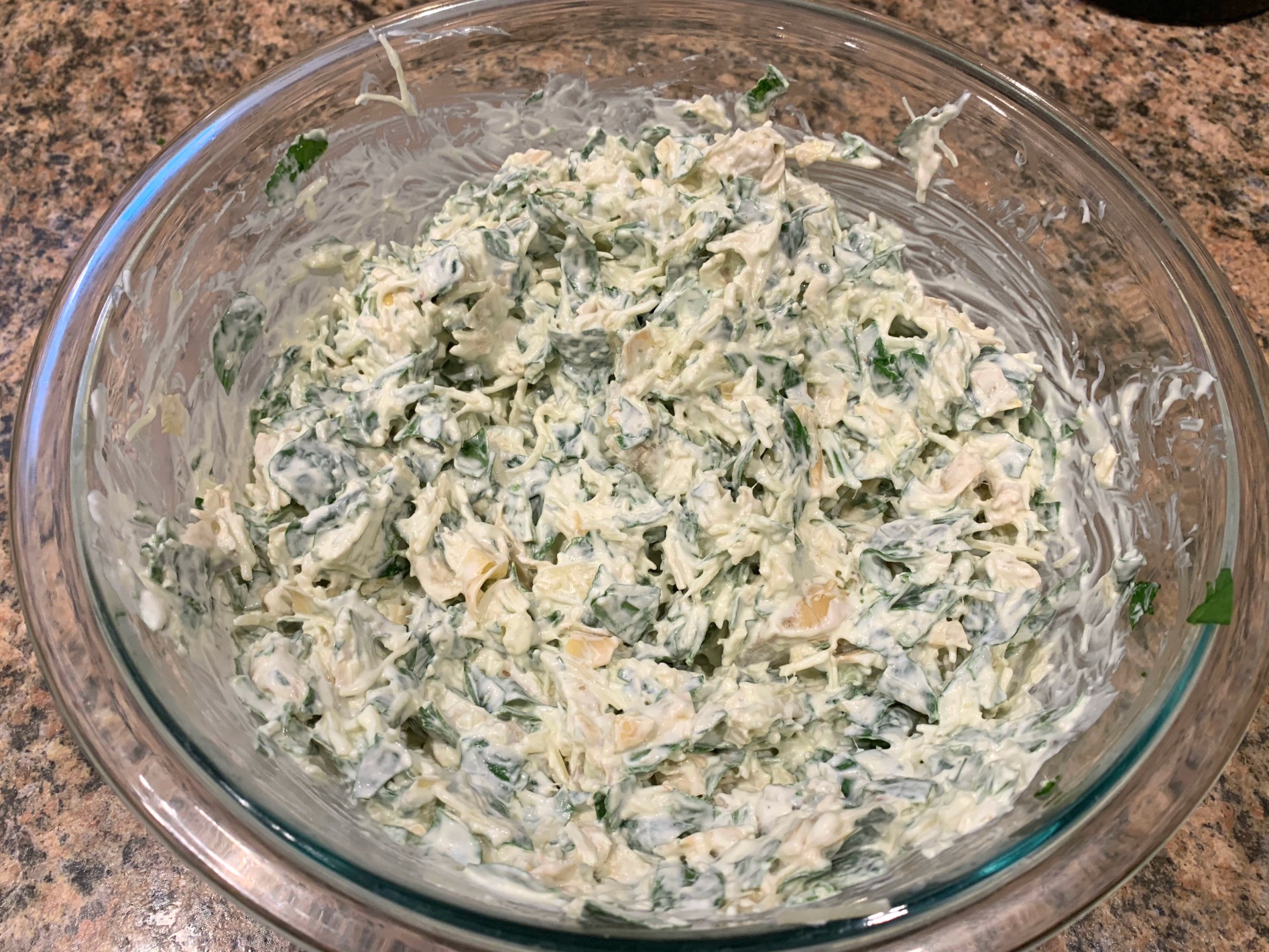 dip mixed together in a glass bowl